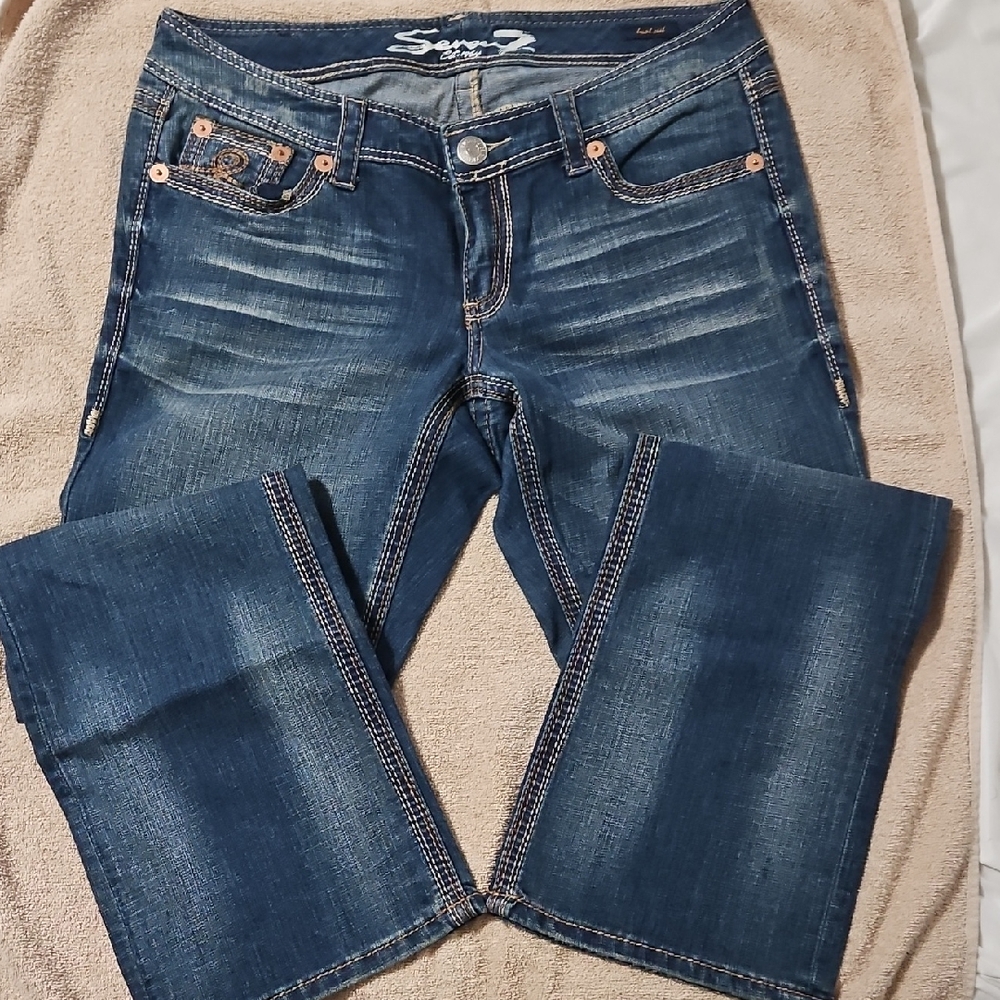 7 For All Mankind Dark Blue Boot Cut Jeans